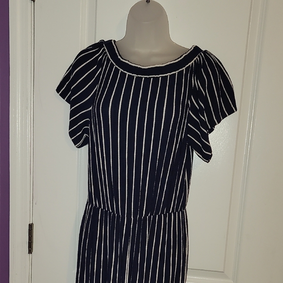 Allison Andrews Striped Black and White Jumpsuit Sz: L - Picture 4 of 6